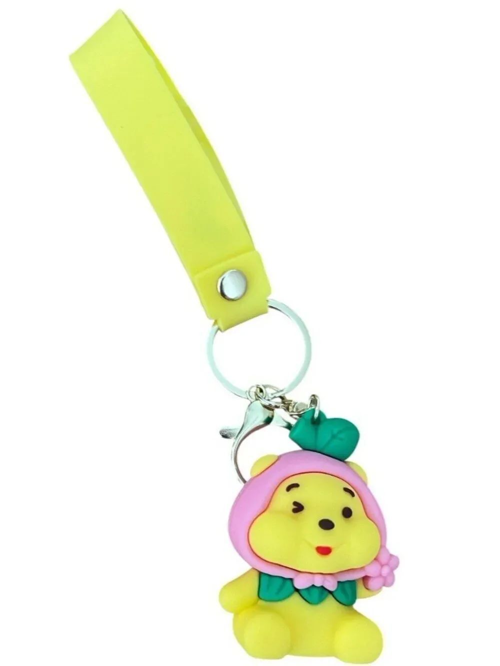 Disney Winnie The Pooh 3D Silicone Mini Keychain Key Ring Wristlet New